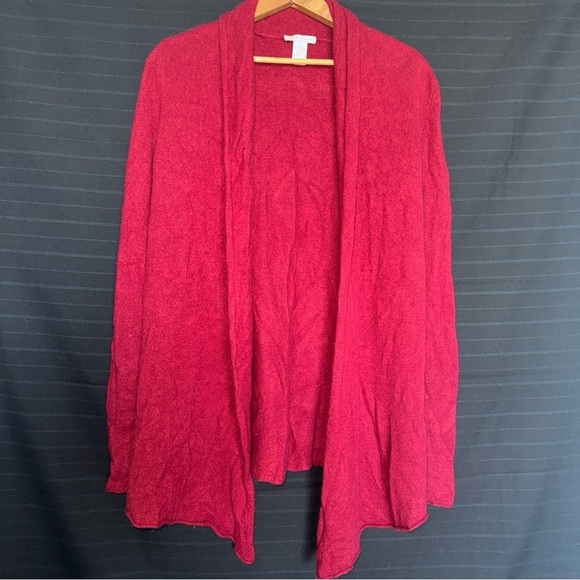 White + Warren Sweaters - White & Warren Womens 100% Cashmere Open Front Cardigan Medium Burgundy Red